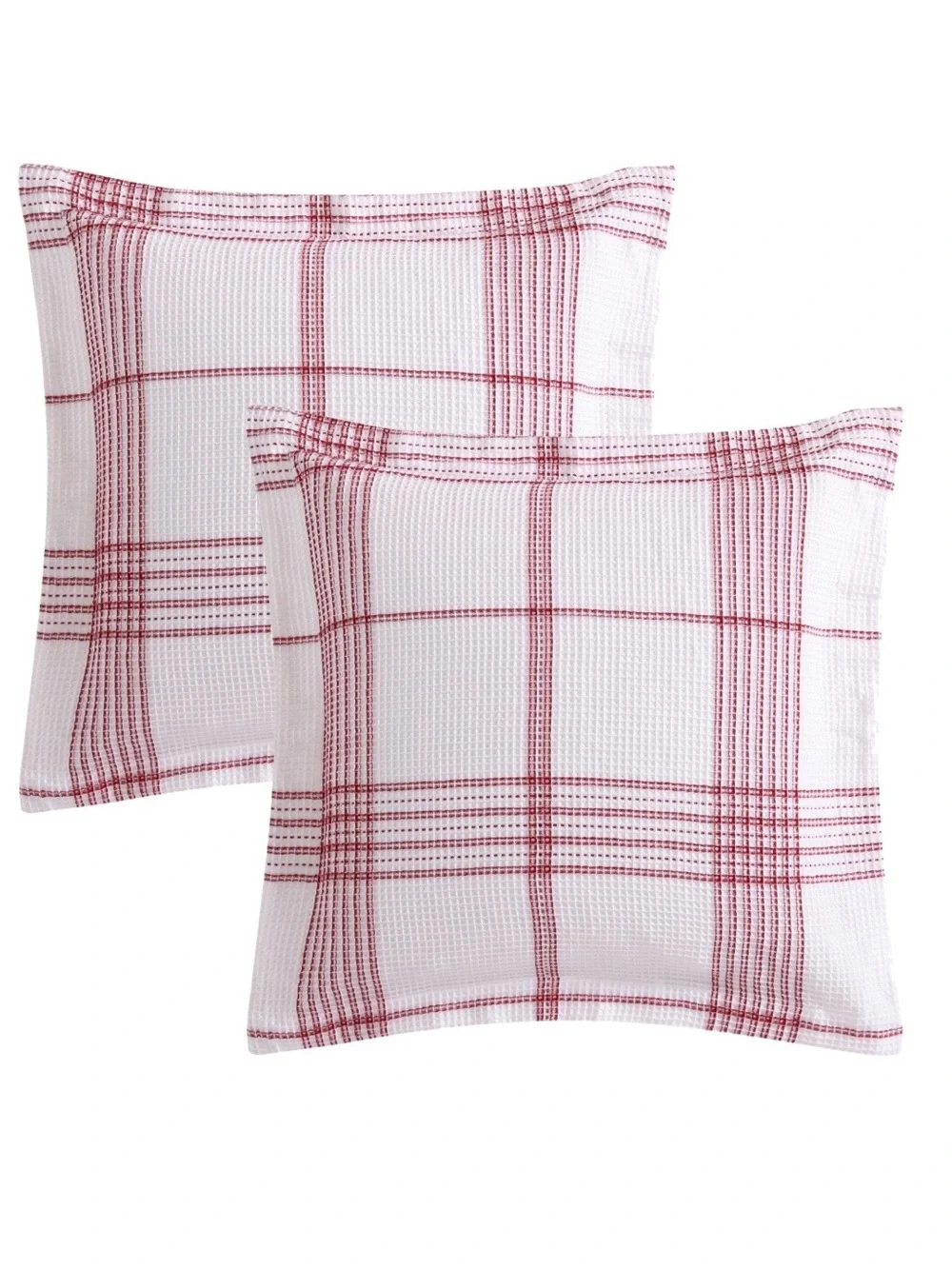 Levtex Home Peppermint Plaid 100% Cotton Euro Sham Set of 2 26x26 Red White NWT